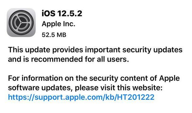 南充苹果手机维修分享iOS12.5.2发布，建议所有老苹果用户安装 